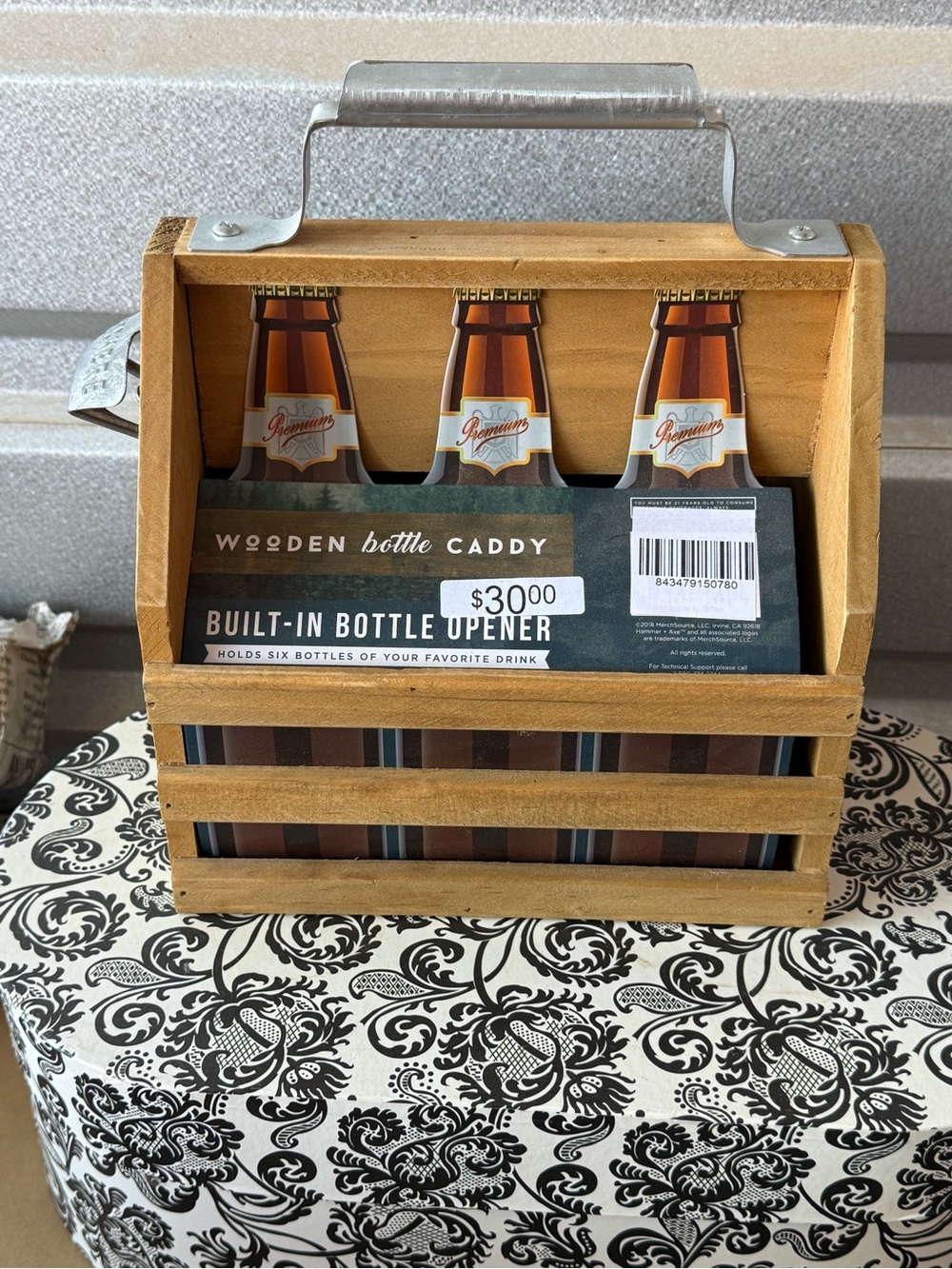 Wooden Caddy with Built-In Opener - Natural Wood - Picture 7 of 7